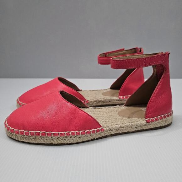Eileen Fisher Shoes - NEW Eileen Fisher Lala Espadrille Flat Watermelon Red Pink Leather Jute Size 8.5